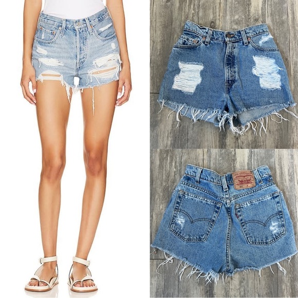 Levi's Pants - Levi’s Vintage 501 High Waisted Shorts in Medium Wash Distressed